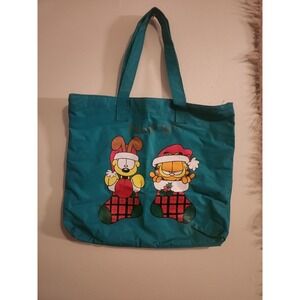 Garfield Odie Green & Red Christmas Bag Stuff It Bag Tote 17" x 15" Vintage